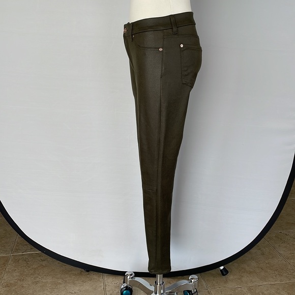 7 For All Mankind Faux Leather Pants Olive Sz 29 - Picture 10 of 15
